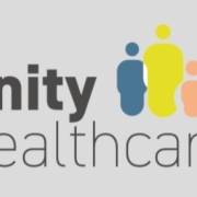 Unity Healthcare logo with four colourful abstract human figures beside the text on a light grey background.