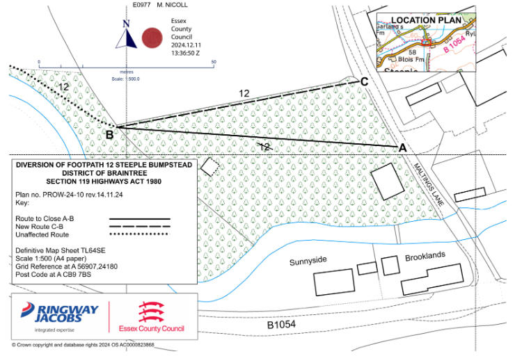 We have been notified by ECC Highways department of this diversion 