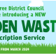 Green bin with leaves; text promotes Braintree’s garden waste service and early bird 50% discount.
