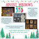 Festive Advent window displays with instructions for taking part in a community Advent Window Trail.